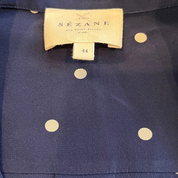 Polka Dot Navy Women's Silk Blouse by Sézane - Picture 4 of 6